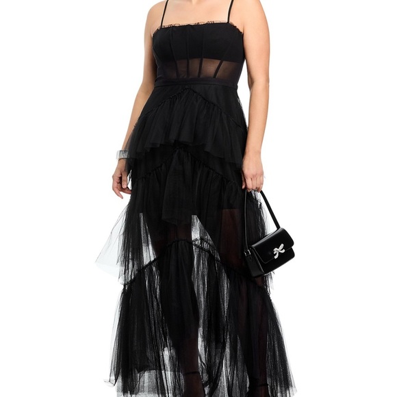 BCBG Tulle Corset Essential Gown Black Size 2 Like New - Picture 5 of 12